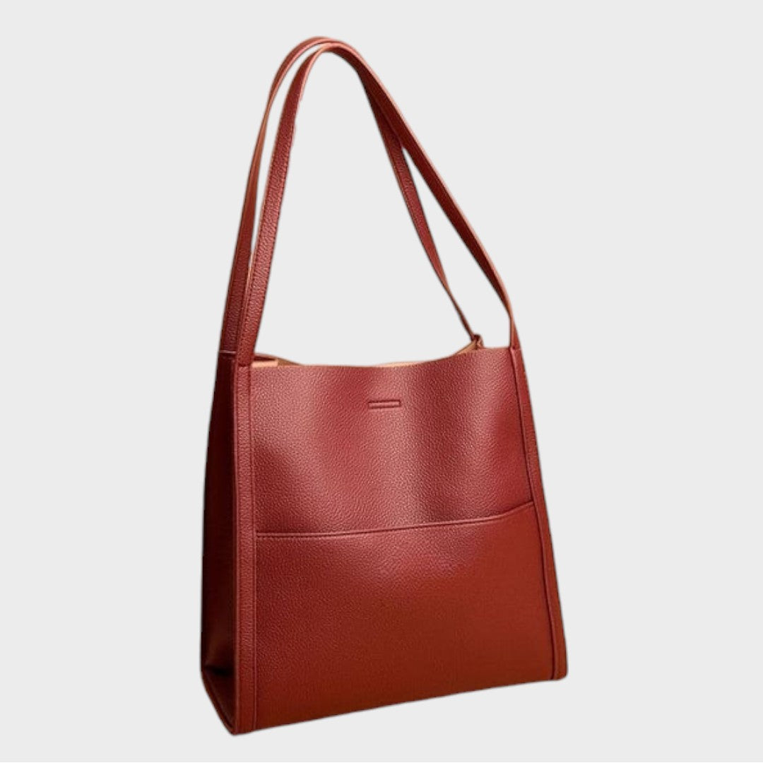 Amelie | Einfarbige Schultertasche aus echtem Leder