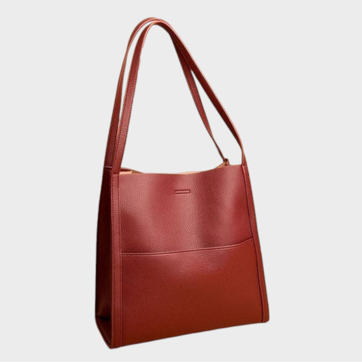 Amelie | Einfarbige Schultertasche aus echtem Leder