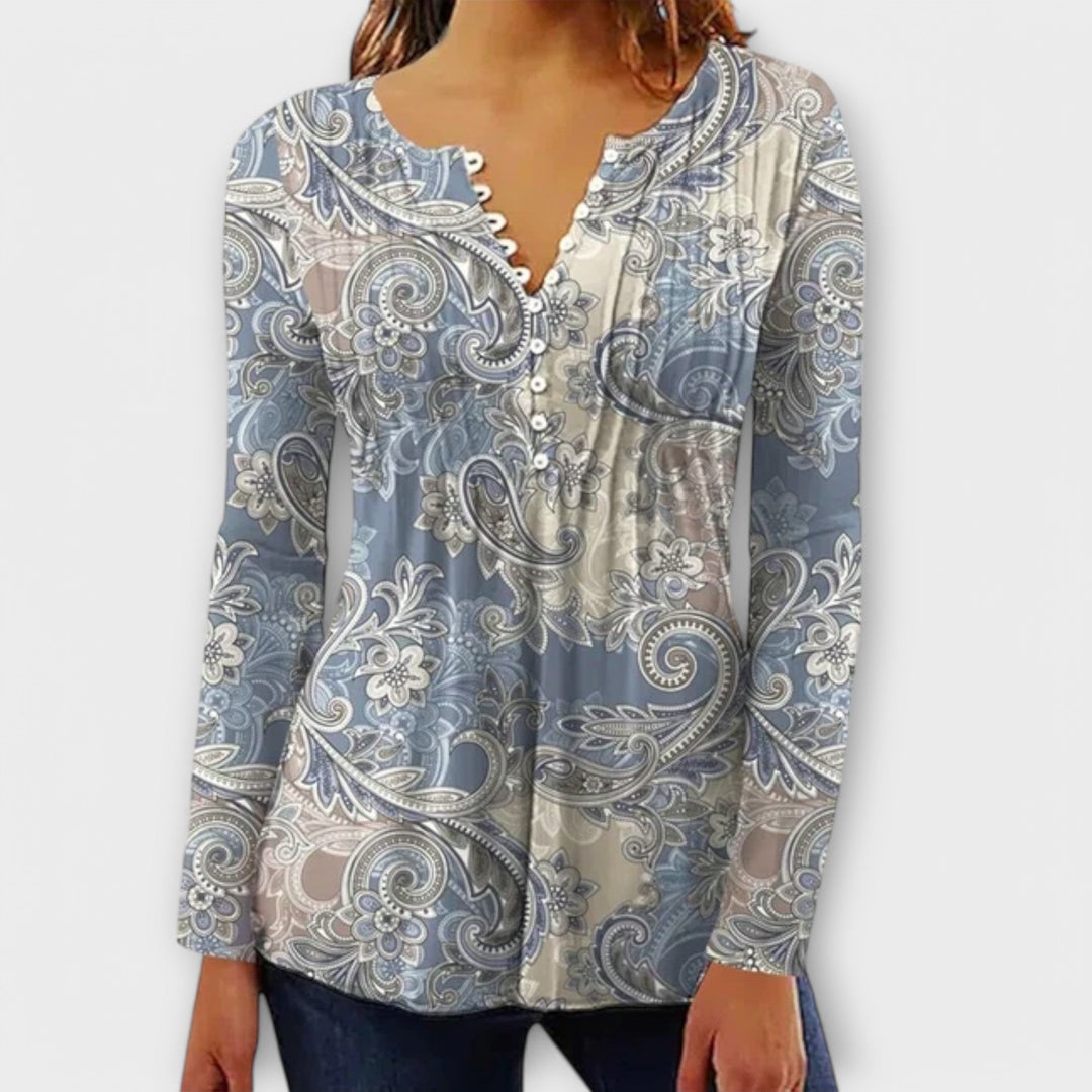 Juliane – Blusä mit V-Ausschnitt und Ärmel