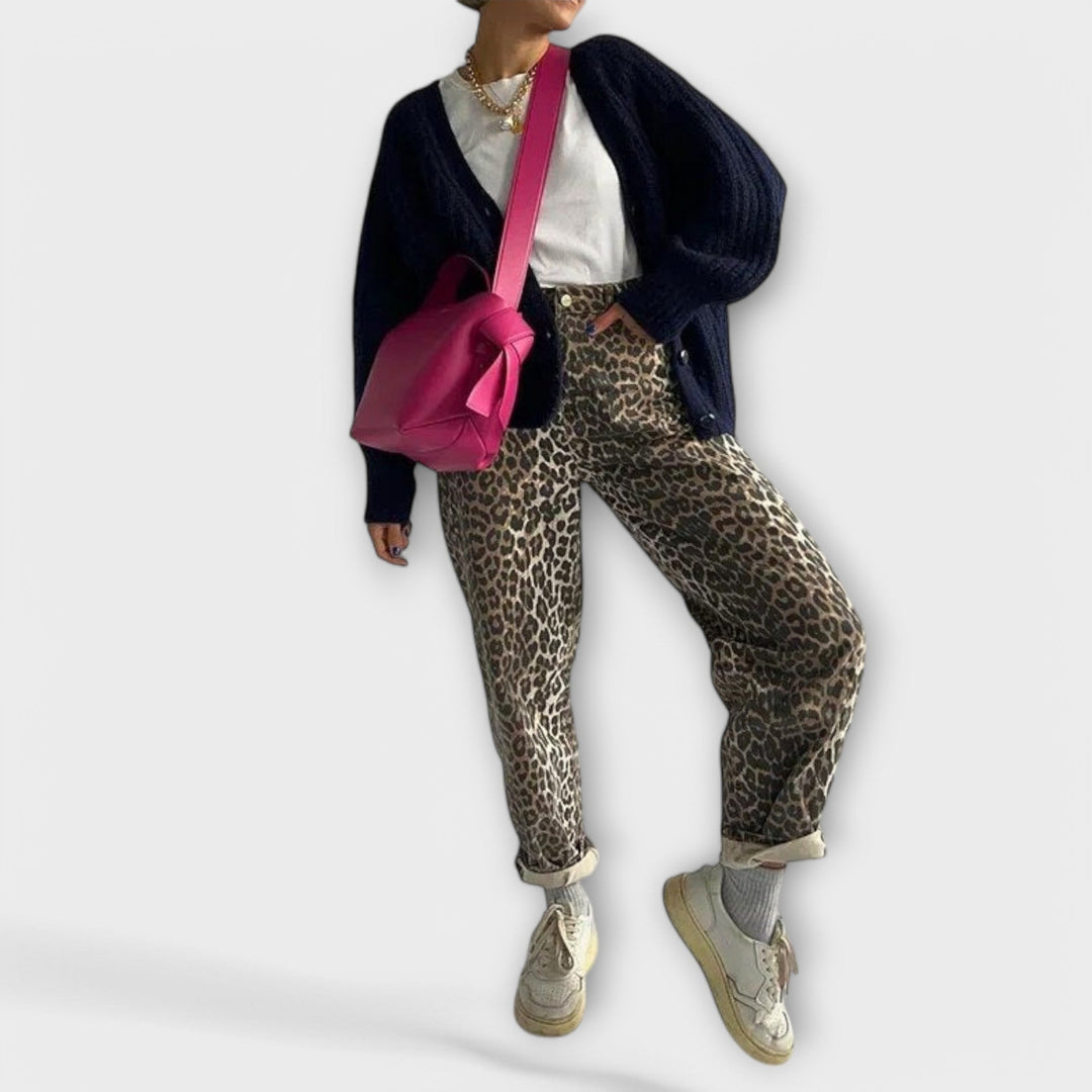 Chandra – Vintage-Jeans mit Leopardenmuster