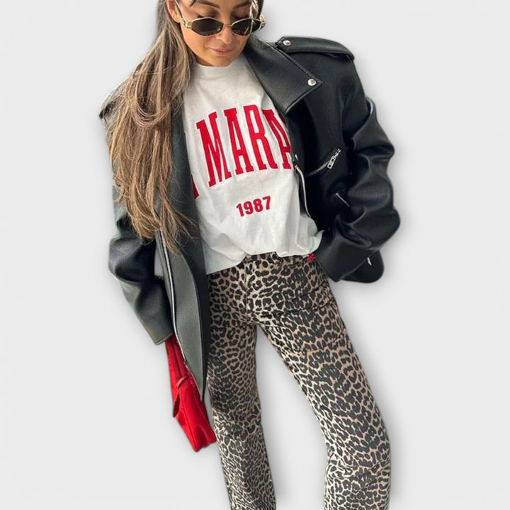 Chandra – Vintage-Jeans mit Leopardenmuster
