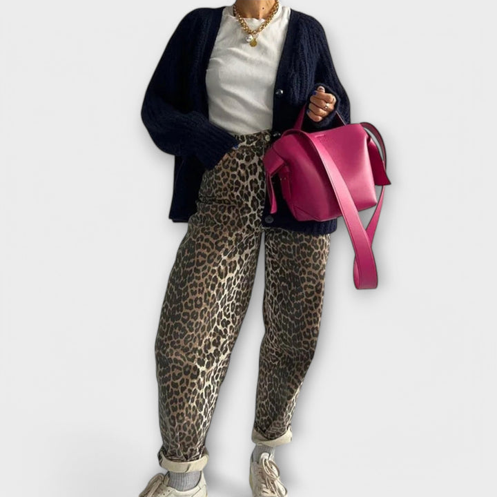 Chandra – Vintage-Jeans mit Leopardenmuster
