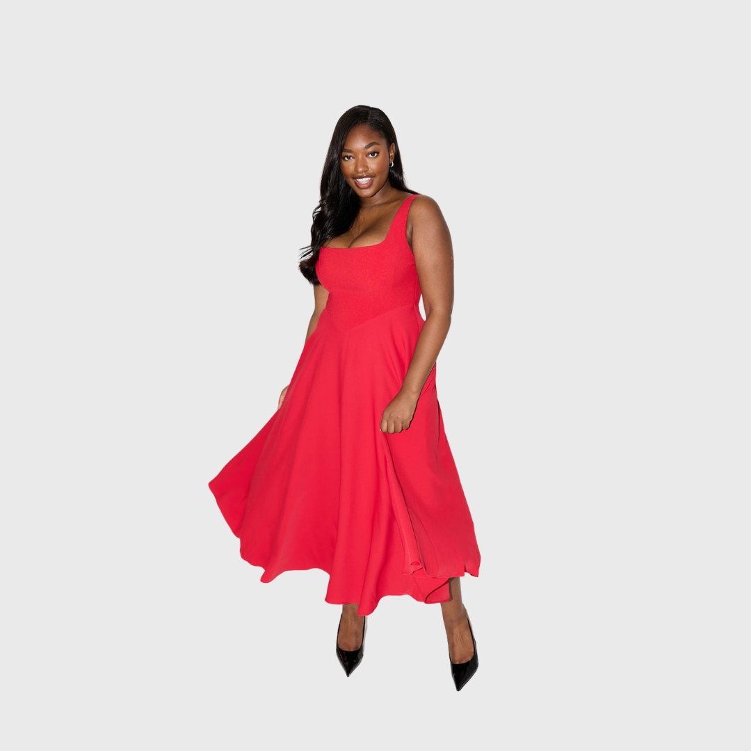 Amelia | Zeitloses Fliessendes Midi-Kleid