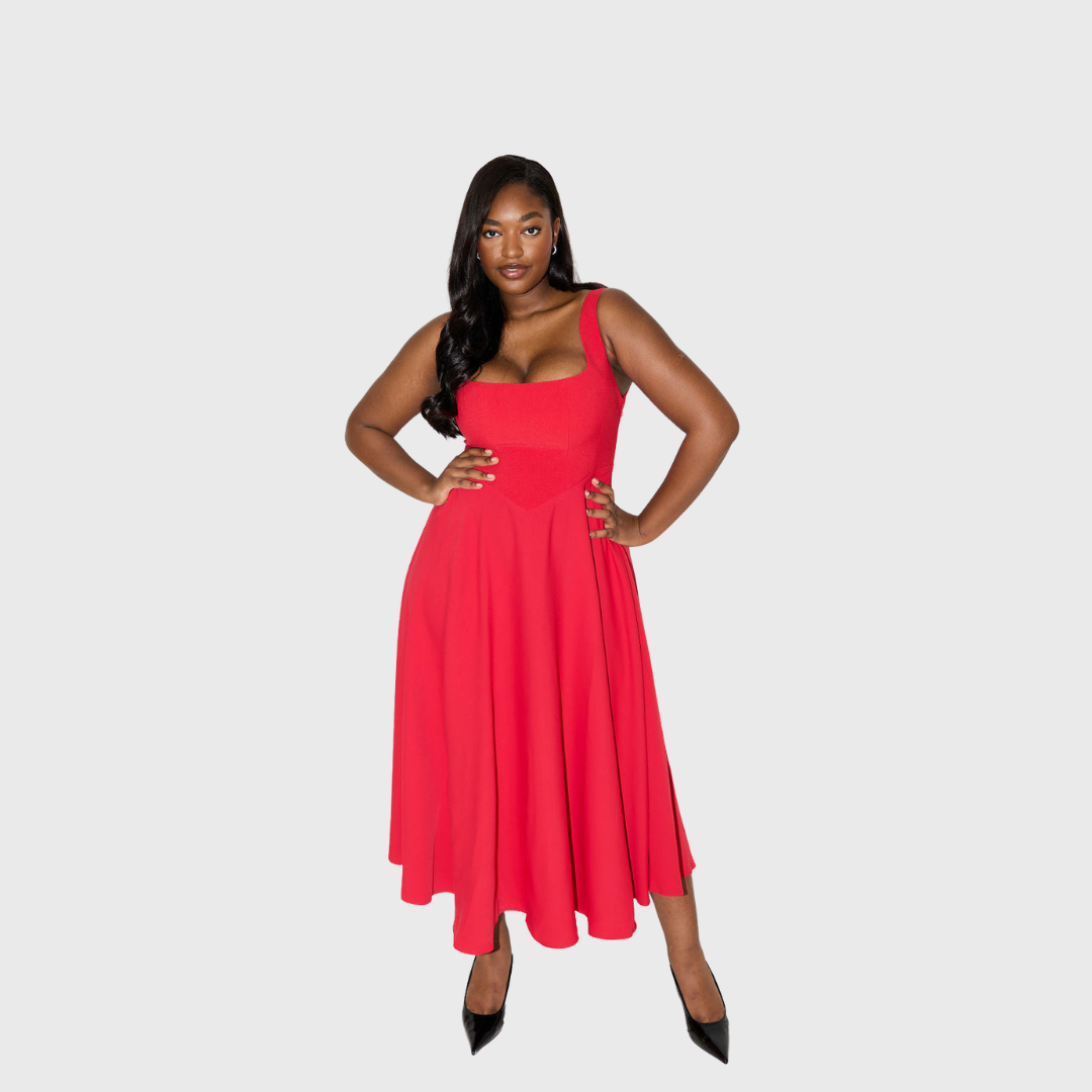 Amelia | Zeitloses Fliessendes Midi-Kleid