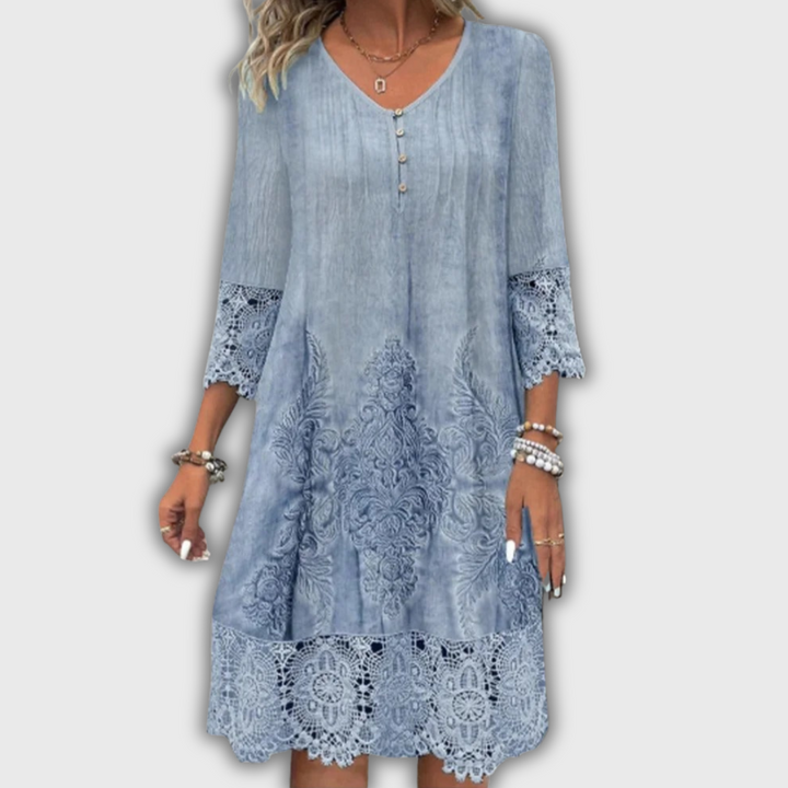 Evelyn – Elegantes Spitzen-V-Ausschnitt-Kleid