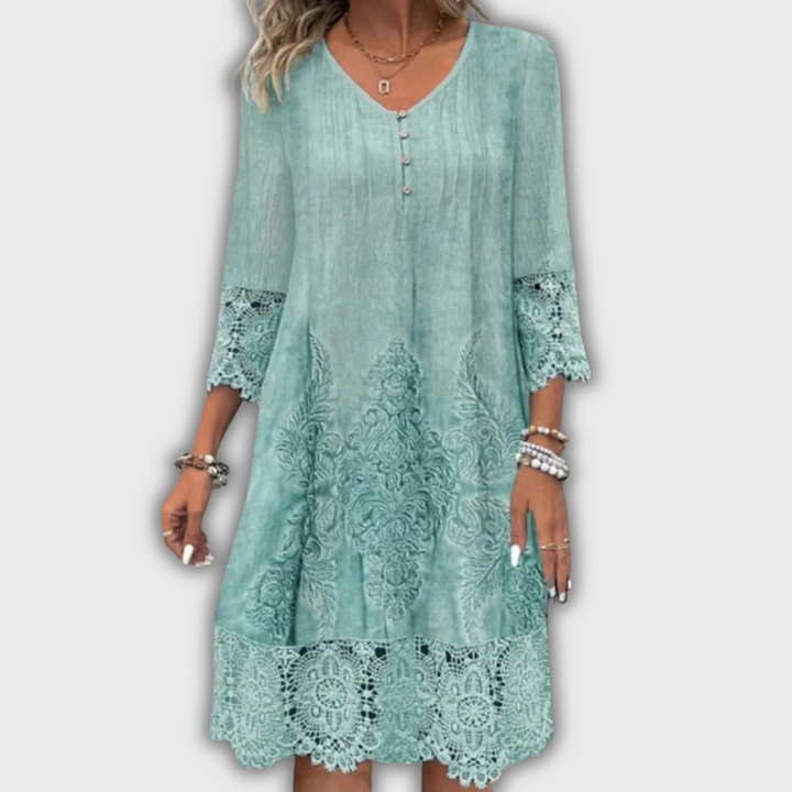 Evelyn – Elegantes Spitzen-V-Ausschnitt-Kleid