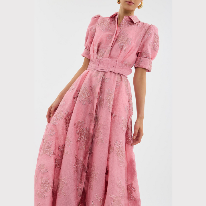 Beatrice | Rosa Kleid mit Ballonärmeln