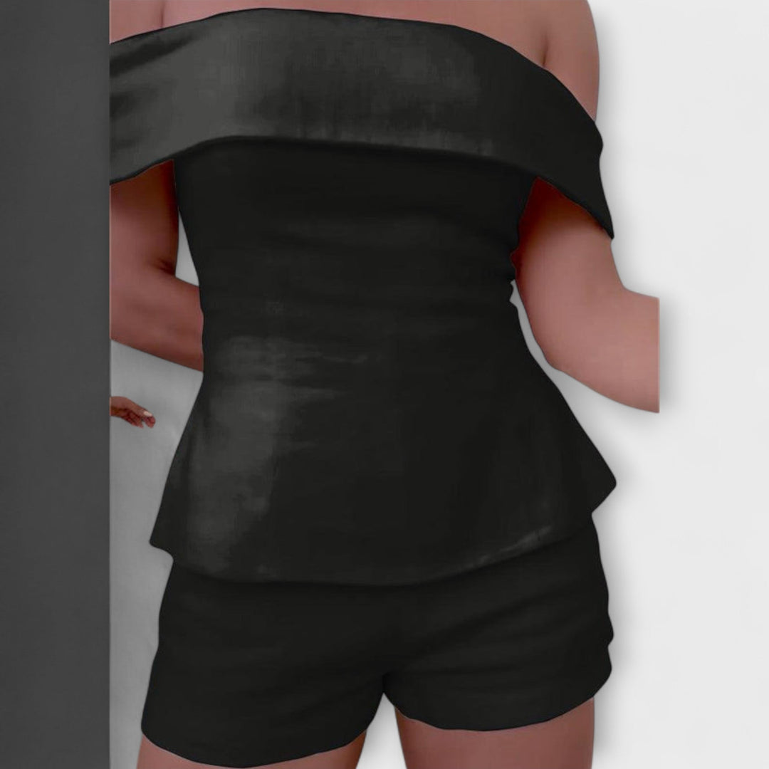 Olivia - Wiisses Baumwoll-Leinen Zweiteiligs Ensemble