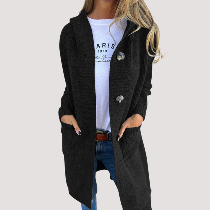 Sina | Lange Strickjacke mit Kapuze