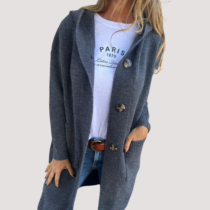Sina | Lange Strickjacke mit Kapuze