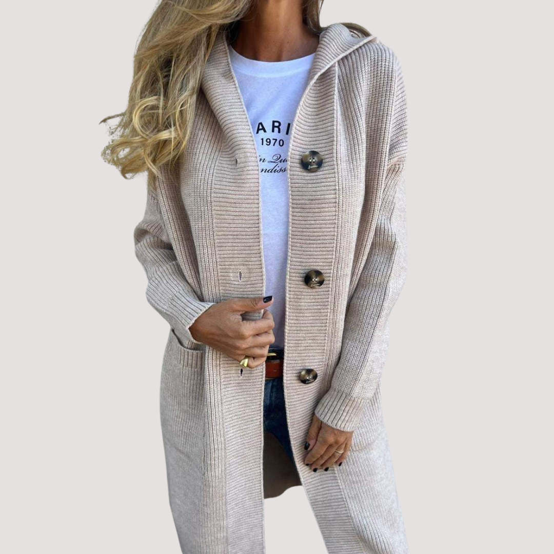 Sina | Lange Strickjacke mit Kapuze