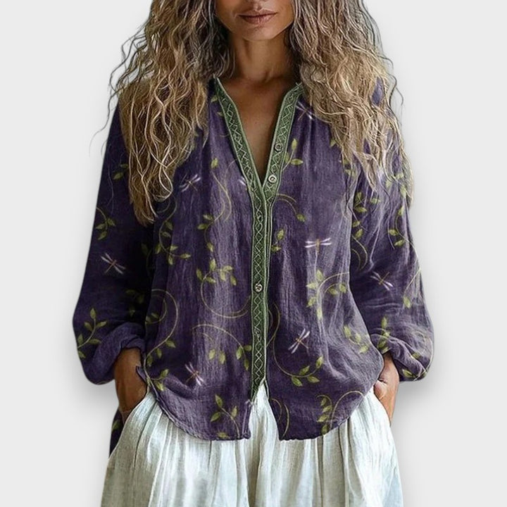 Lia | Vintage Bluse mit Blattmuster