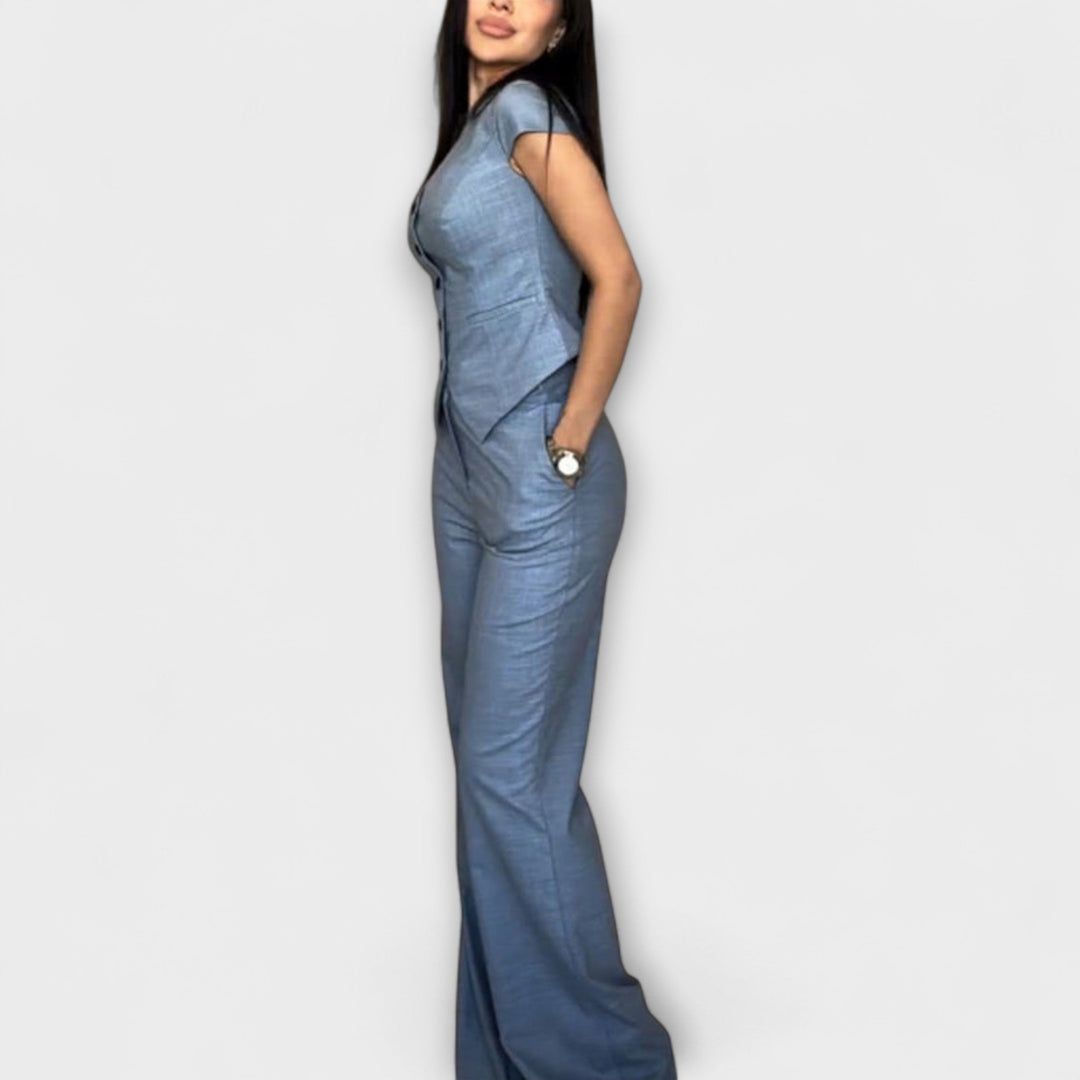 Ivy - Schickes V-Ausschnitt-Top und Hose-Set