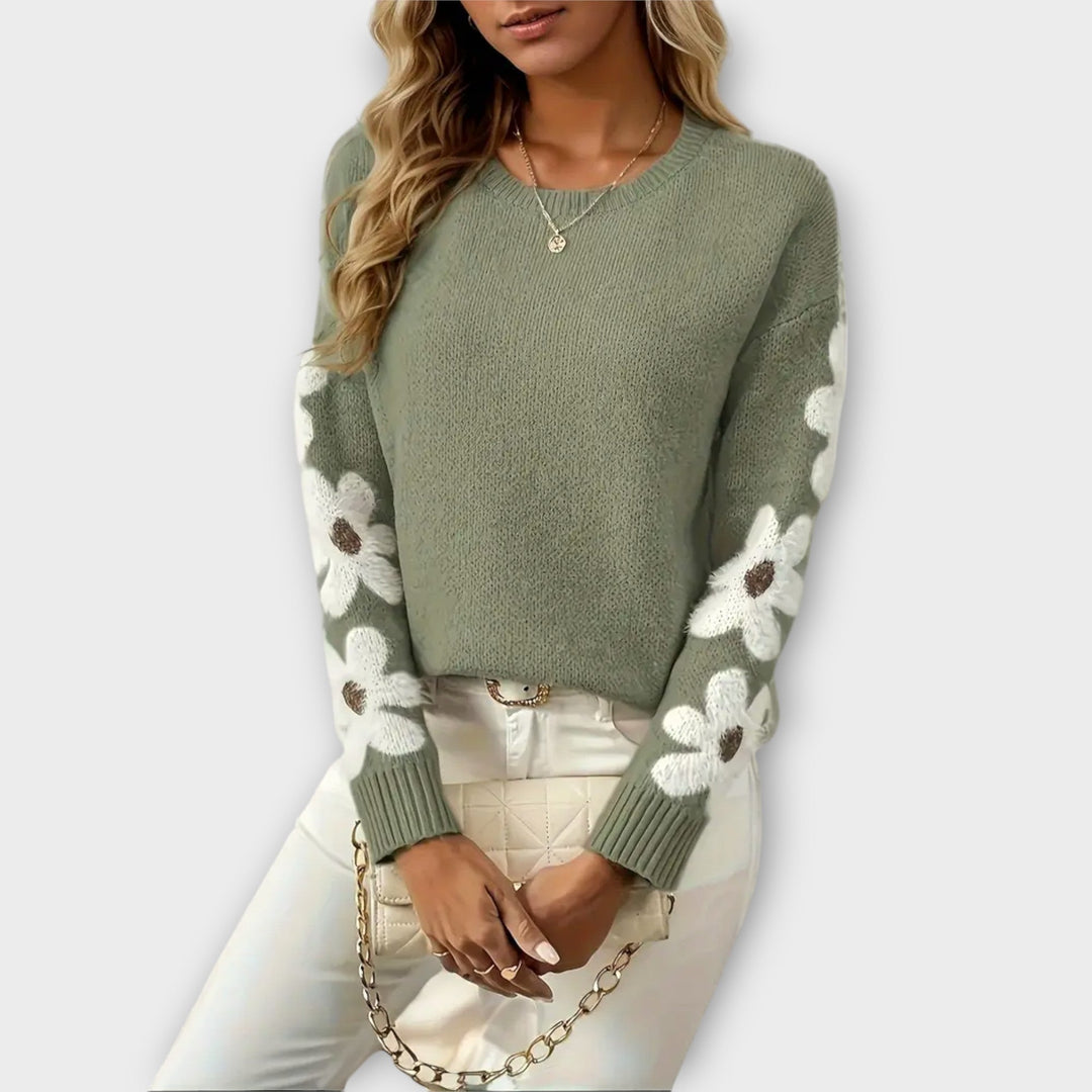 Silke - E weicher Strickpullover mit Blumendesign