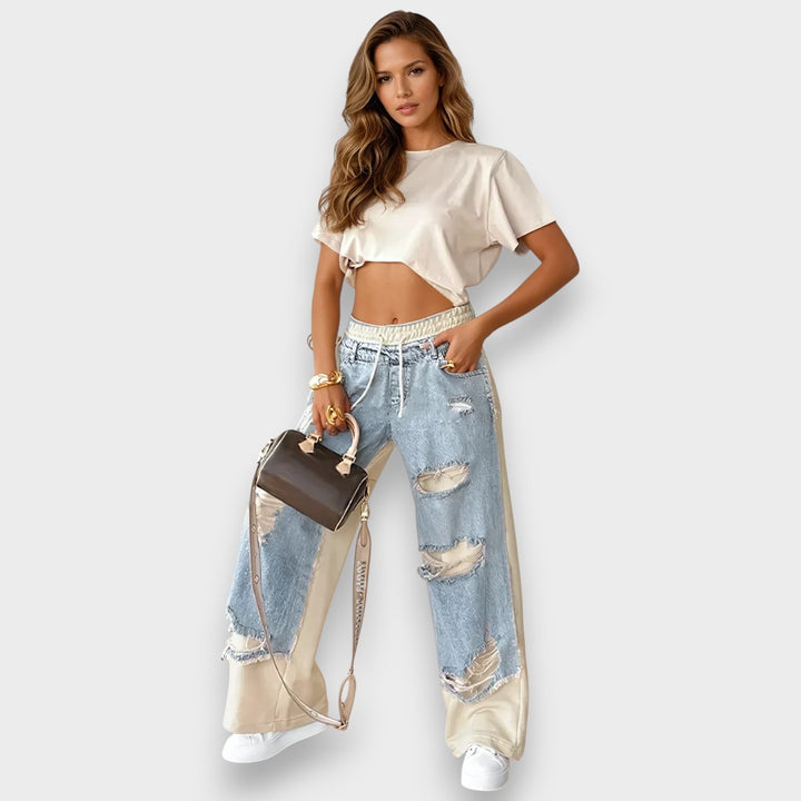 Lora | Trendige 2-in-1-Layered Jeans mit Joggingeinsatz