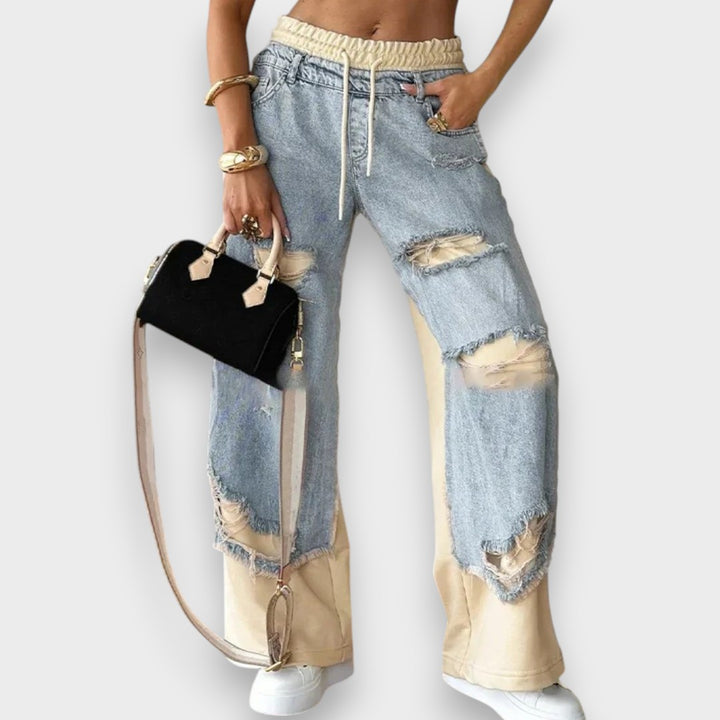 Lora | Trendige 2-in-1-Layered Jeans mit Joggingeinsatz