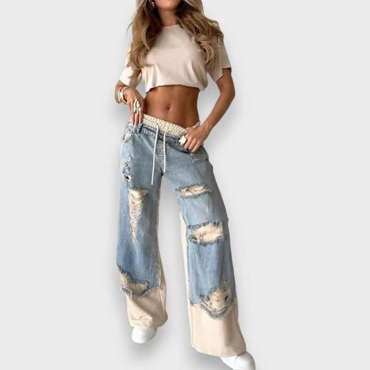 Lora | Trendige 2-in-1-Layered Jeans mit Joggingeinsatz