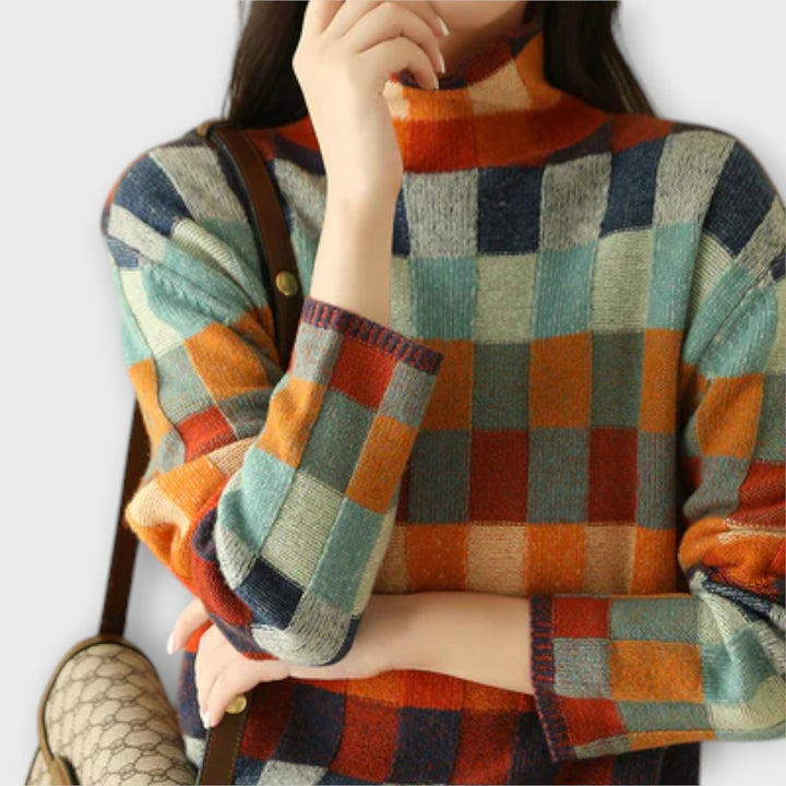 Jana | Patchwork Rollkragenpullover