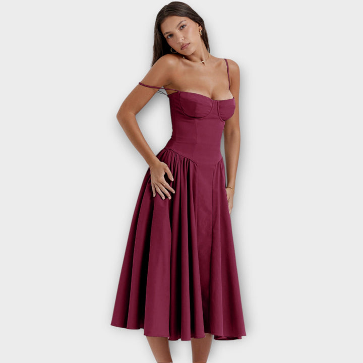 Gesine - Ärmellos Körsett-Midi-Kleid