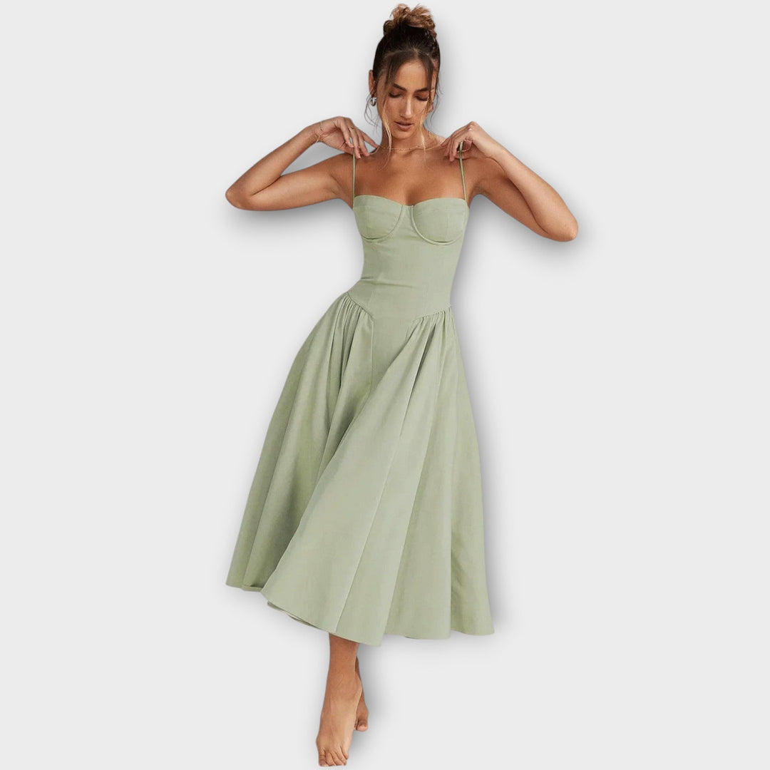 Gesine - Ärmellos Körsett-Midi-Kleid