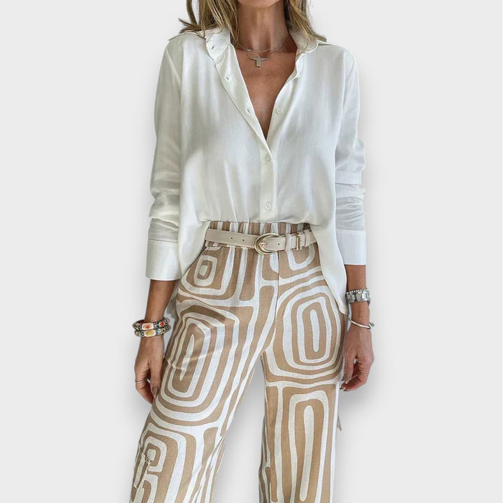 Aurora | Stilvolles Hosen-Set mit Bluse und Gürtel