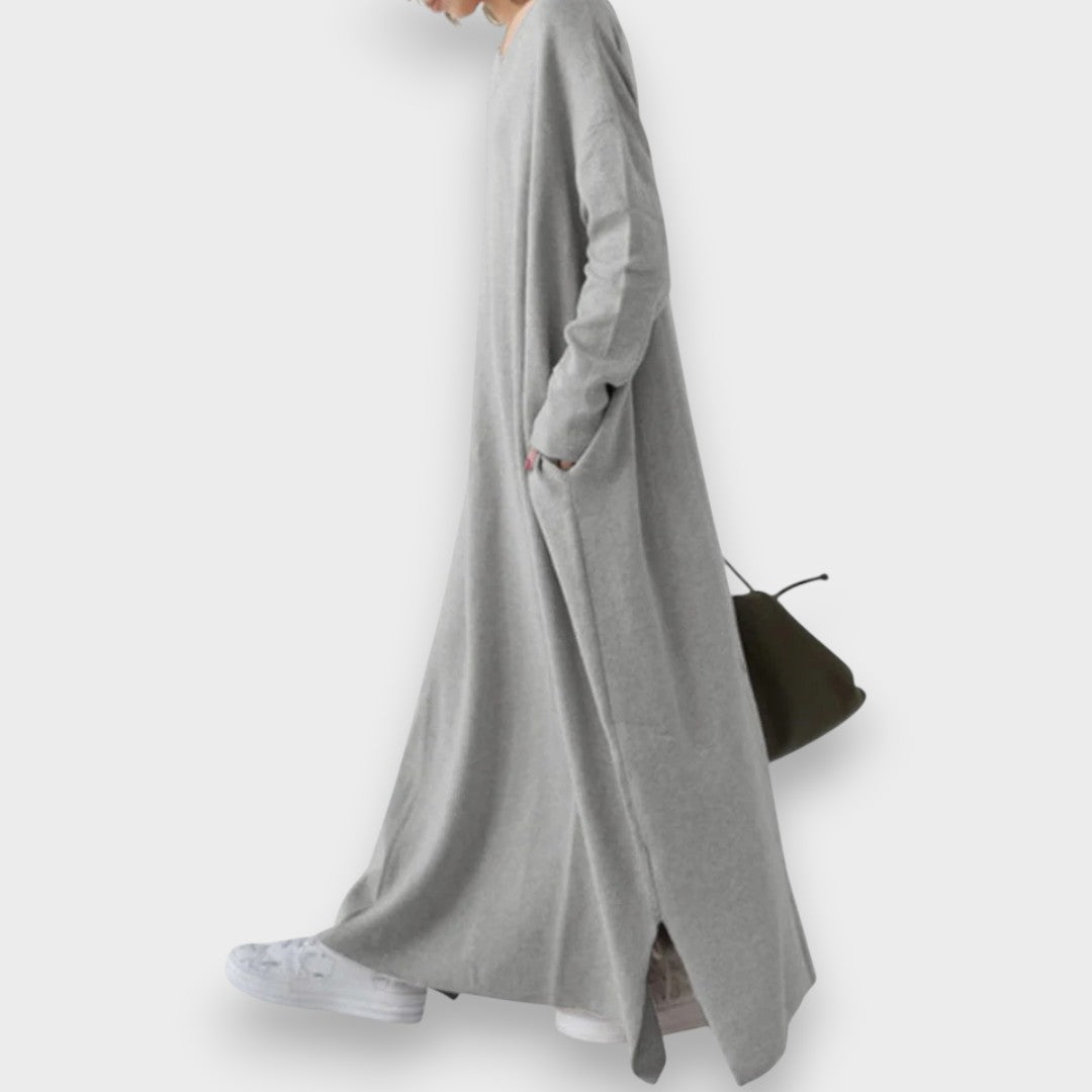 Estelle | Eleganter lässiger Kleid mit V-Ausschnitt