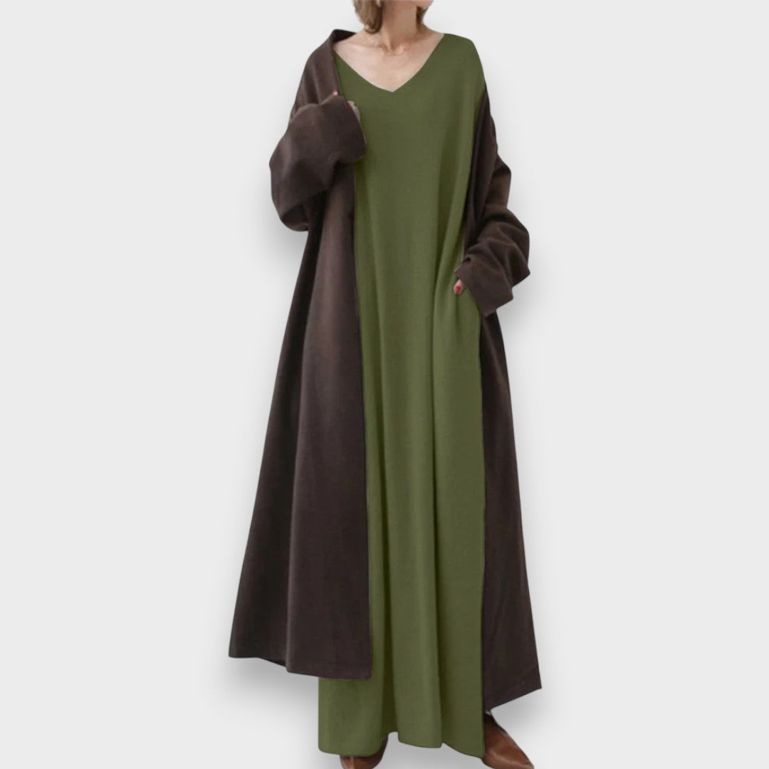 Estelle | Eleganter lässiger Kleid mit V-Ausschnitt