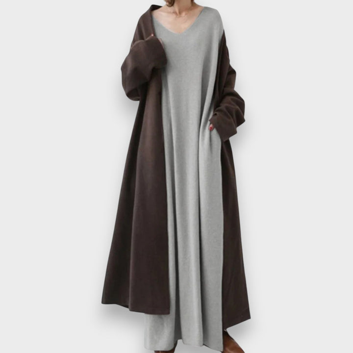 Estelle | Eleganter lässiger Kleid mit V-Ausschnitt