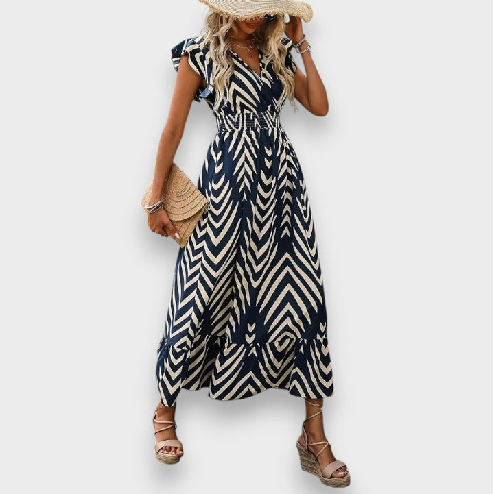 Milena | Kleid mit Allover-Print und gesmokter Taille
