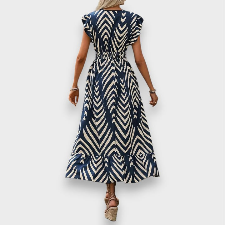 Milena | Kleid mit Allover-Print und gesmokter Taille