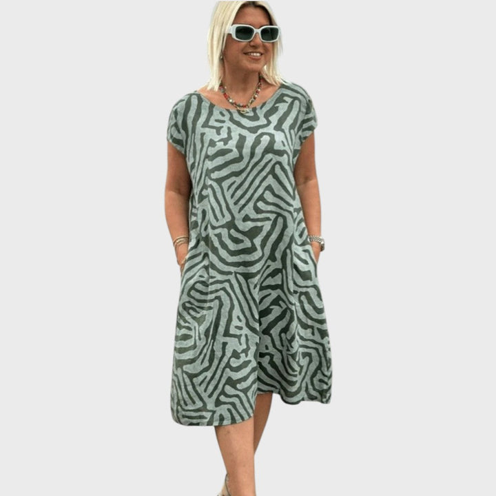Giselle | Sommerkleid mit Rundhalsausschnitt und schönem Print