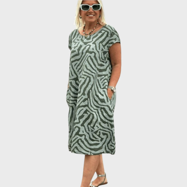 Giselle | Sommerkleid mit Rundhalsausschnitt und schönem Print