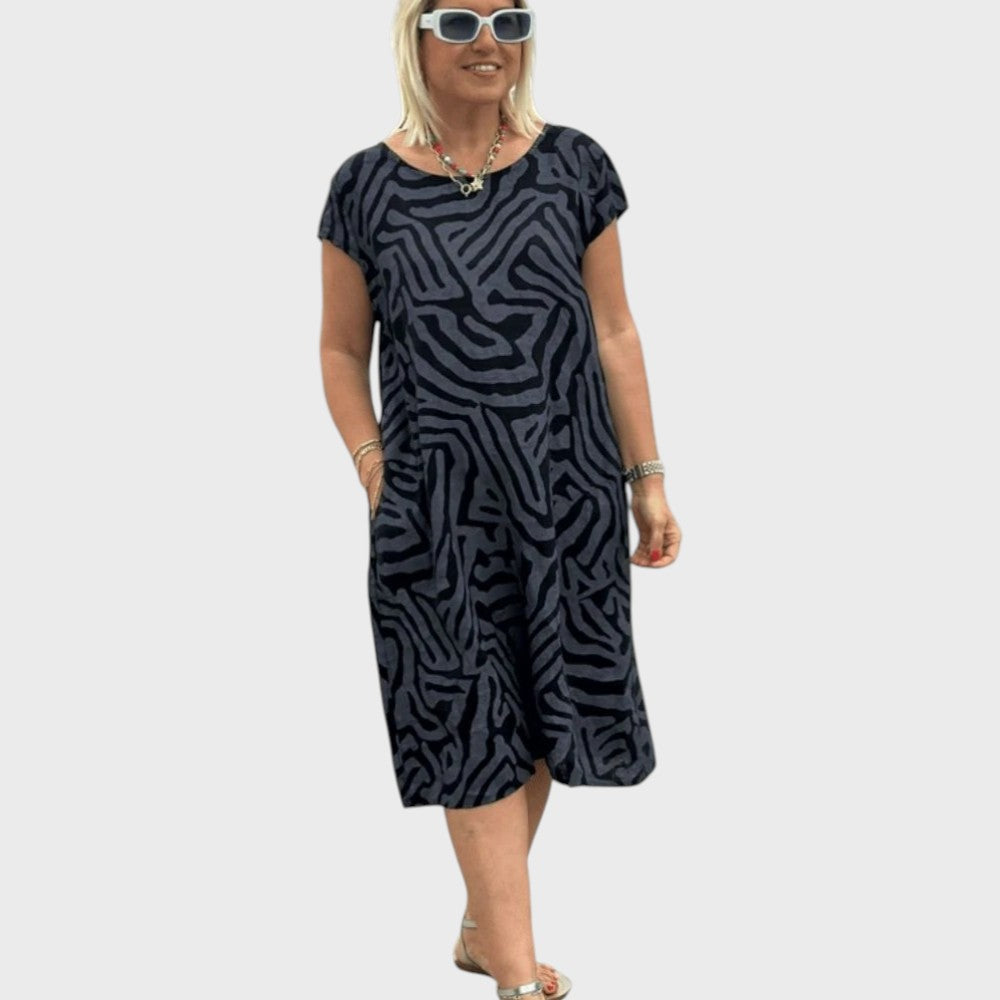 Giselle | Sommerkleid mit Rundhalsausschnitt und schönem Print