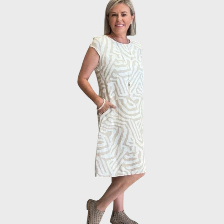 Giselle | Sommerkleid mit Rundhalsausschnitt und schönem Print