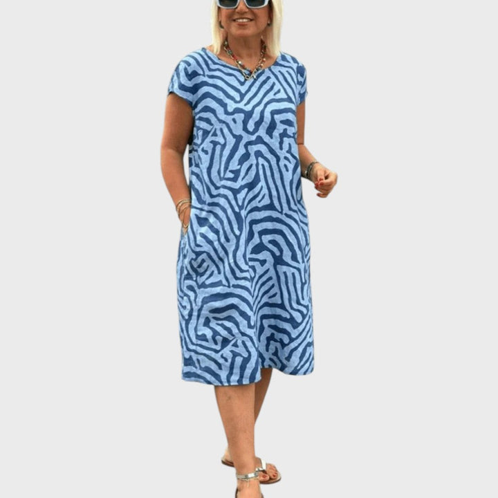 Giselle | Sommerkleid mit Rundhalsausschnitt und schönem Print